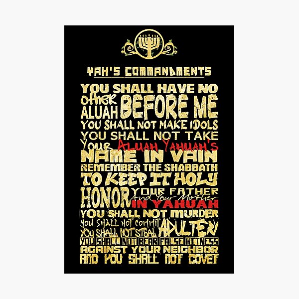 Item preview, Yah's Commandments (Revised), The Ten Commandments, Word Art designed and sold by Yachad.