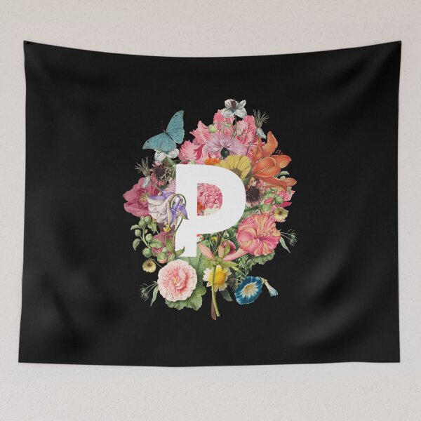 Item preview, Monogram Initial P with Baroque Flowers and Butterfly designed and sold by Trish Dish.