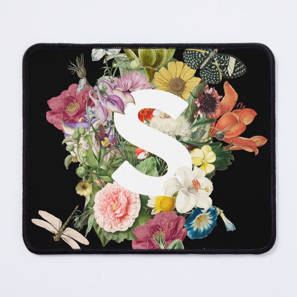 Item preview, Letter S with Vintage Artichoke, Flowers, Dragonfly, and Butterfly designed and sold by Trish Dish.