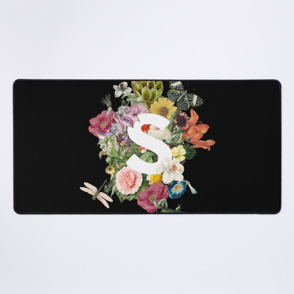 Item preview, Letter S with Vintage Artichoke, Flowers, Dragonfly, and Butterfly designed and sold by Trish Dish.