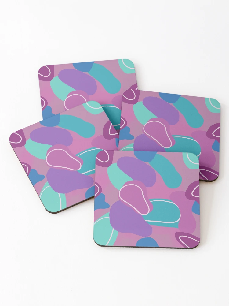 Thumbnail 1 of 5, Coasters (Set of 4), Blobby Pattern - Pink and Blue designed and sold by JavaDraws.