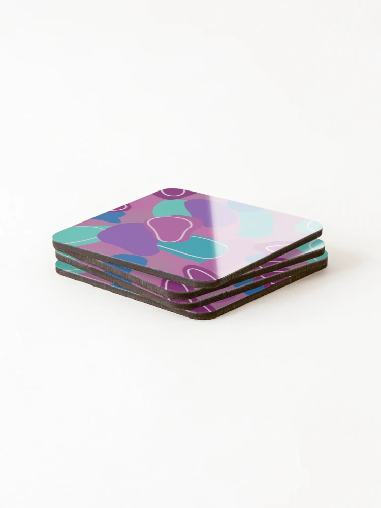 Thumbnail 4 of 5, Coasters (Set of 4), Blobby Pattern - Pink and Blue designed and sold by JavaDraws.