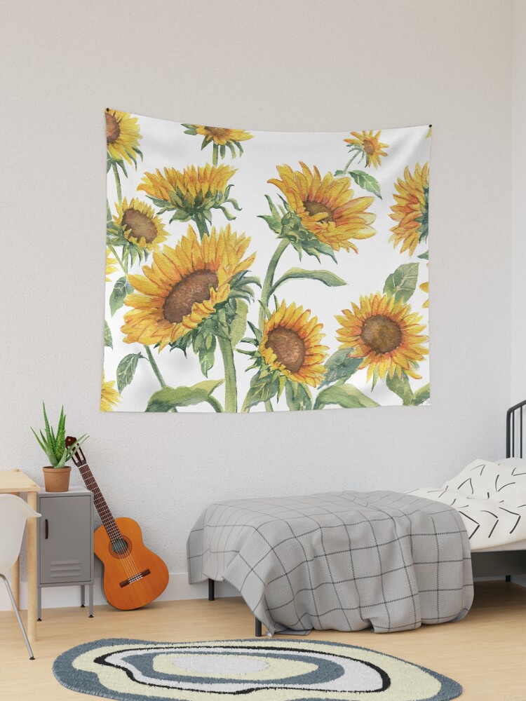 Tapestry, Blooming Sunflowers designed and sold by Melly Terpening