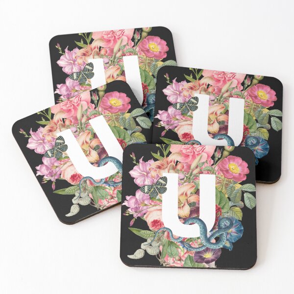 Item preview, Letter U with Vintage Flowers, Snake, and Butterfly designed and sold by Trish Dish.