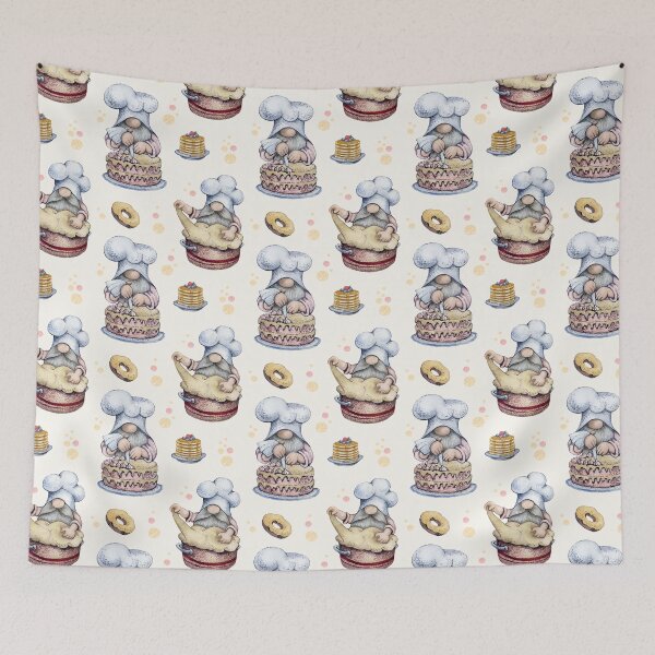 Item preview, Vintage Gnome Baking Candy Seamless Pattern designed and sold by delikedesign.