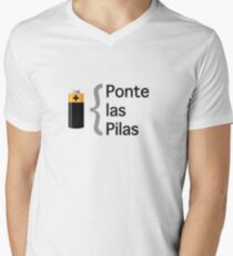 Camiseta de cuello en V Ponte las pilas