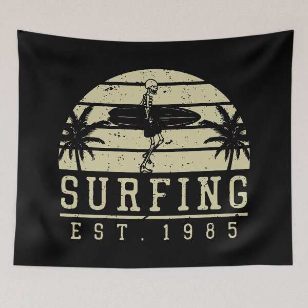 Item preview, Surfing Est 1985 With Skeleton For Summer Season And Sea Lovers designed and sold by ORNOL.