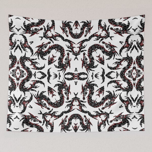Item preview, Red And Black Metallic Mythical Dragon Chinoiserie  designed and sold by DesignLust.
