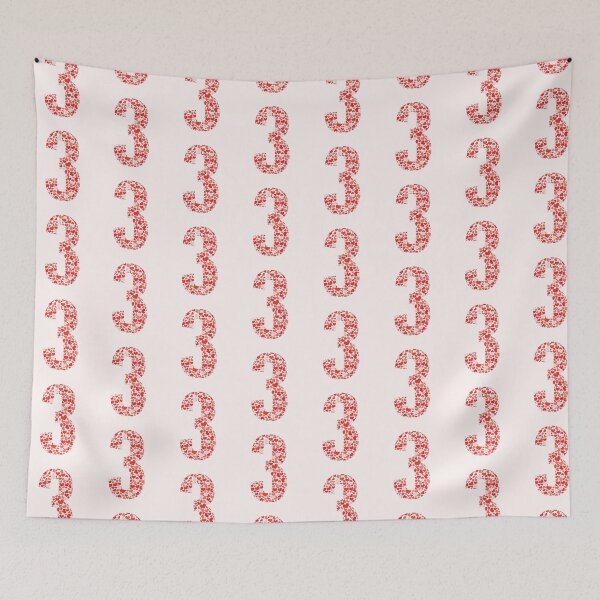 Item preview, Number 3 filled with red and pink hearts designed and sold by Rhu Creations.