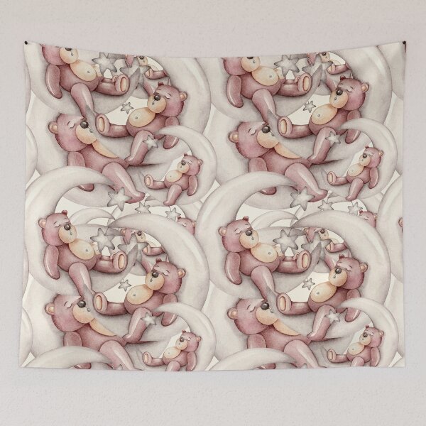 Item preview, Sleepy Bear Seamless Pattern, Bear Sleeping In Moon designed and sold by delikedesign.