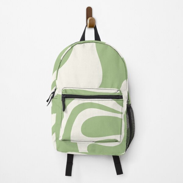 Item preview, Retro Liquid Swirl Abstract Pattern 3 in Light Sage Green and Cream designed and sold by kierkegaard.
