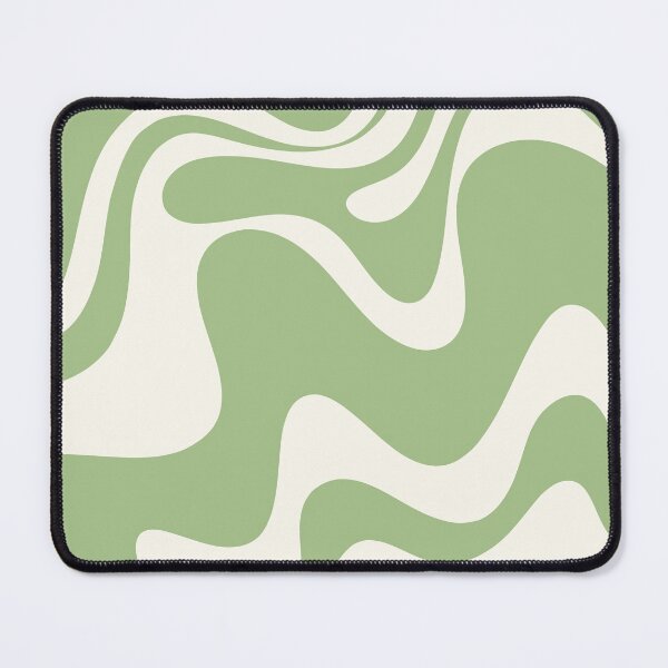 Item preview, Retro Liquid Swirl Abstract Pattern 3 in Light Sage Green and Cream designed and sold by kierkegaard.