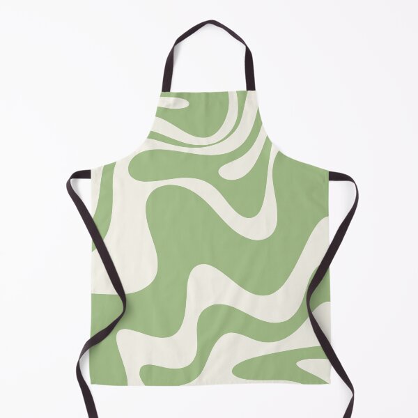 Item preview, Retro Liquid Swirl Abstract Pattern 3 in Light Sage Green and Cream designed and sold by kierkegaard.