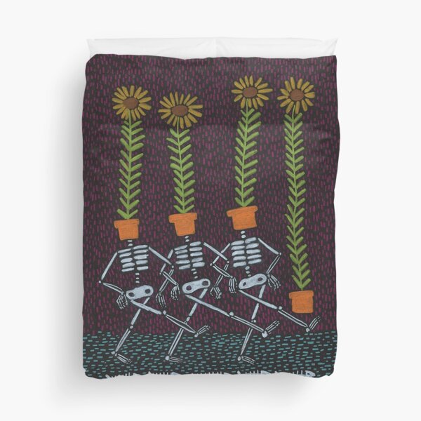 Sunflower Skeletons Duvet Cover
