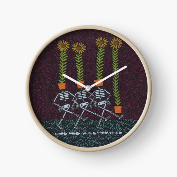 Sunflower Skeletons Clock