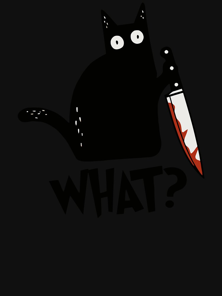 Cat What? Murderous Black Cat With Knife Gift Premium T-Shirt Sticker for  Sale by ZeLittleFamily