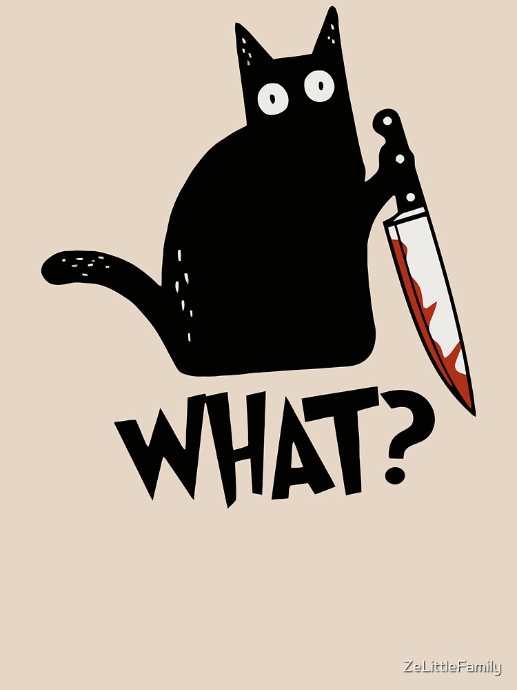 Cat What? Murderous Black Cat With Knife Gift Premium T-Shirt by ZeLittleFamily