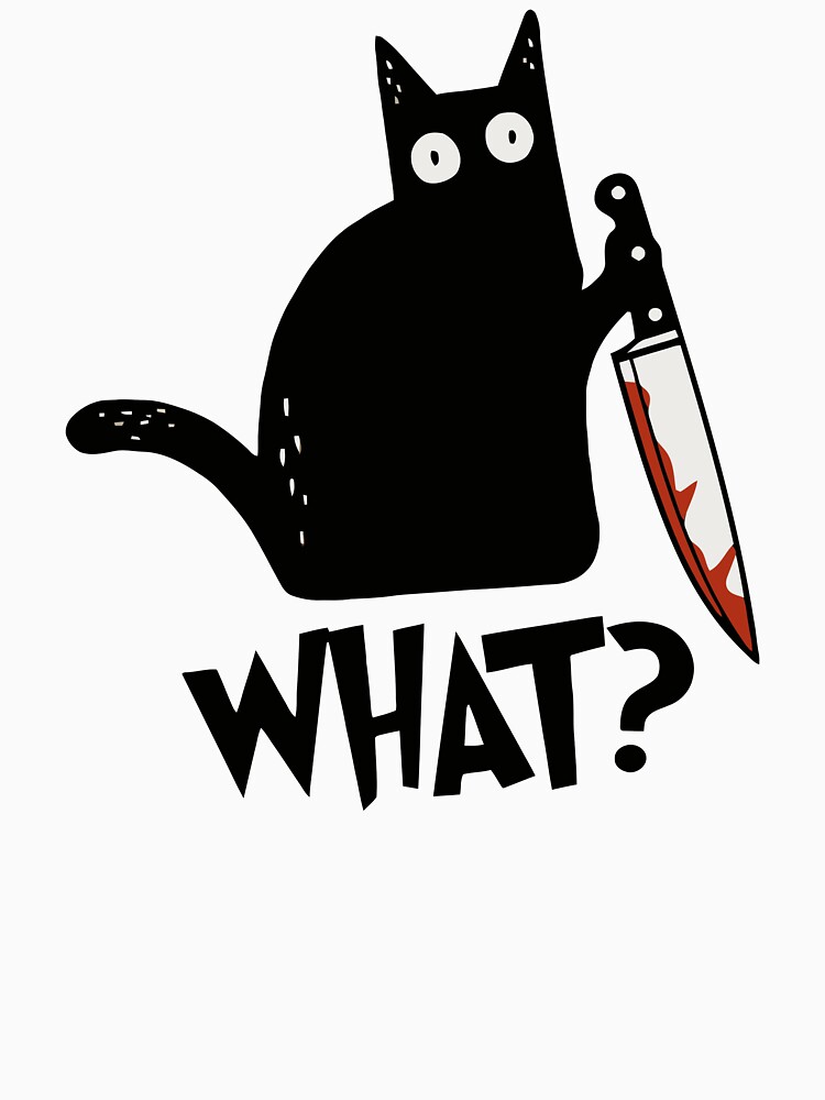 Cat What? Murderous Black Cat With Knife Gift Premium T-Shirt by ZeLittleFamily