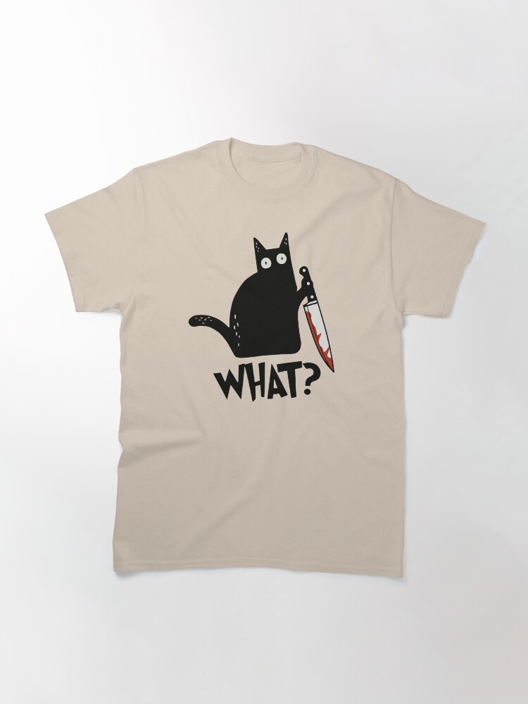 Alternate view of Cat What? Murderous Black Cat With Knife Gift Premium T-Shirt Classic T-Shirt
