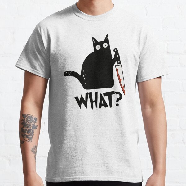 Cat What? Murderous Black Cat With Knife Gift Premium T-Shirt Classic T-Shirt