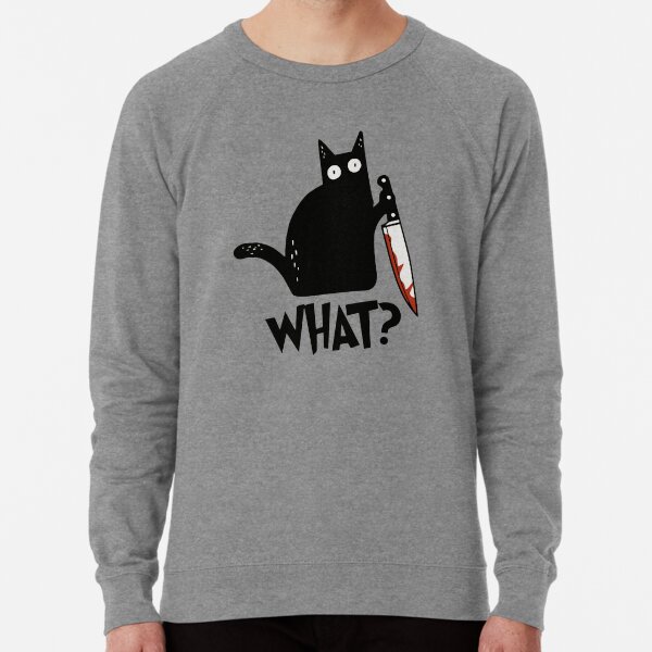 Cat What? Murderous Black Cat With Knife Gift Premium T-Shirt Lightweight Sweatshirt
