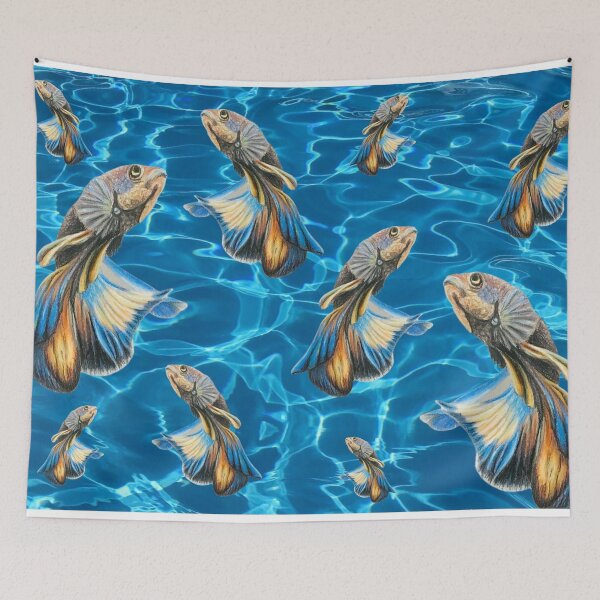 Item preview, Orange blue betta fish aquarium designed and sold by NathBros.