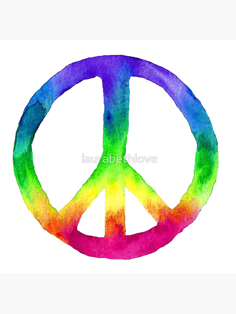 Watercolor Rainbow Tie Dye Peace Sign Photographic Print By Laurabethlove Redbubble 