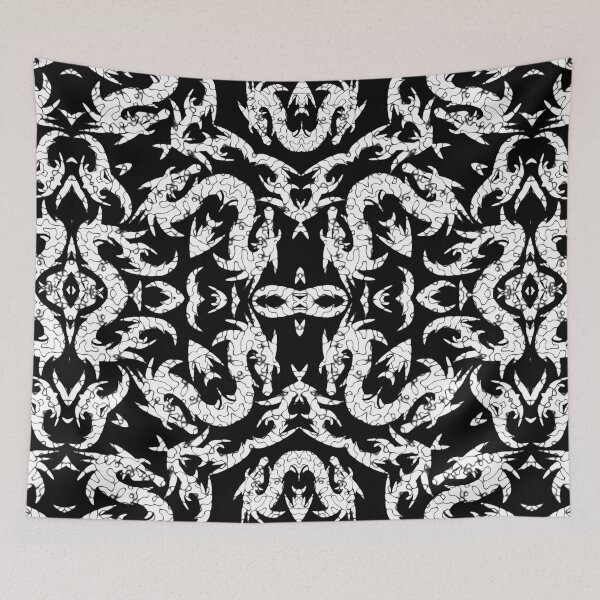 Item preview, White And Black Metallic Mythical Dragon Chinoiserie  designed and sold by DesignLust.