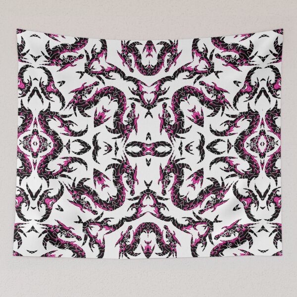 Item preview, Fuchsia And Black Metallic Mythical Dragon Chinoiserie  designed and sold by DesignLust.