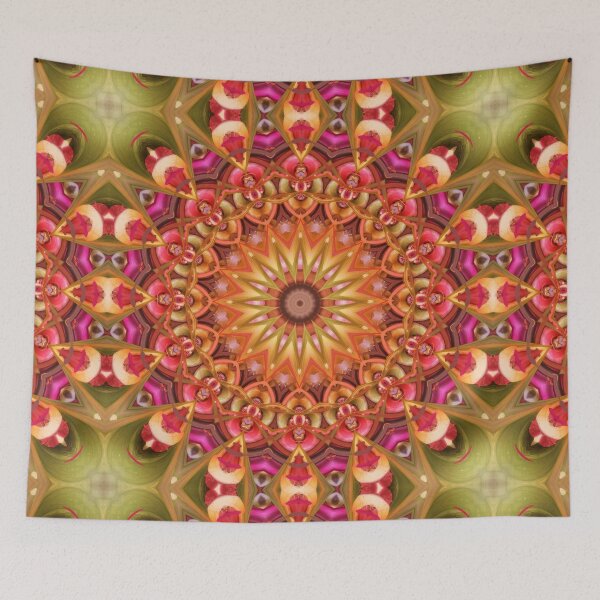 Item preview, Dreaming in Color Mandala in Green, Pink, Orange, Yellow, and Brown designed and sold by Kelly Dietrich Mandala & Fractal Art.