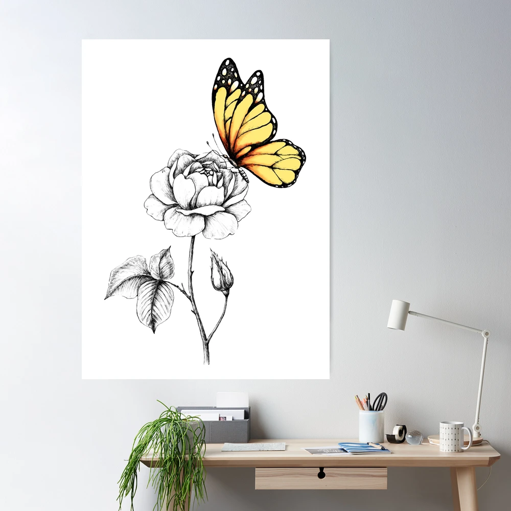 Butterfly on Rose Poster for Sale by Titatu