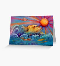 rainbow dolphins Greeting Card