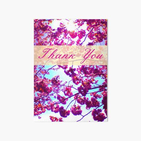 Thank You Cherry Blossoms Art Board Print