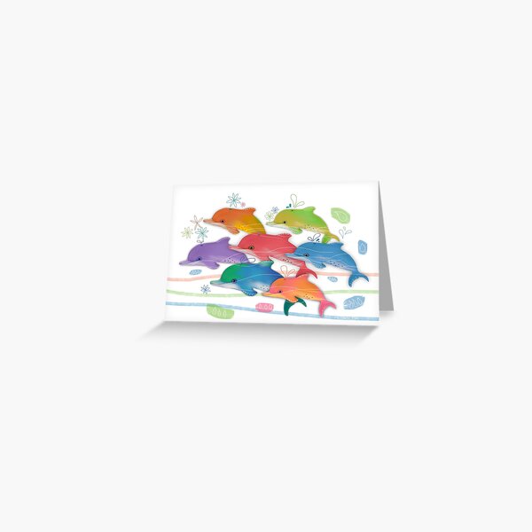 A Rainbow of Dolphins Greeting Card
