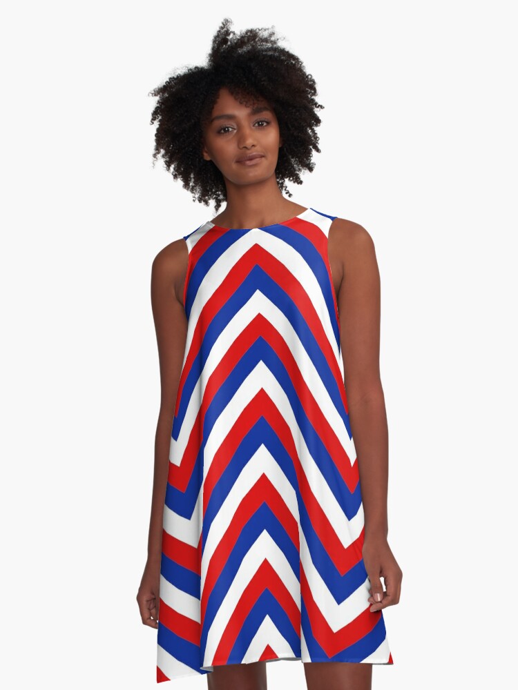 blue red and white dress