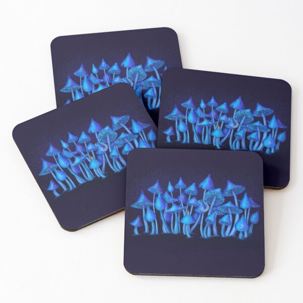 Alice Land Blue Mushrooms Coasters (Set of 4)