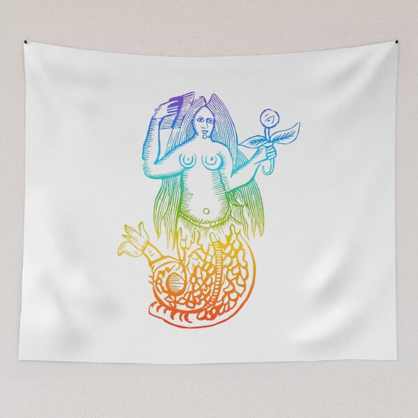 Item preview, Rainbow Woodcut Mermaid  designed and sold by Texterns.
