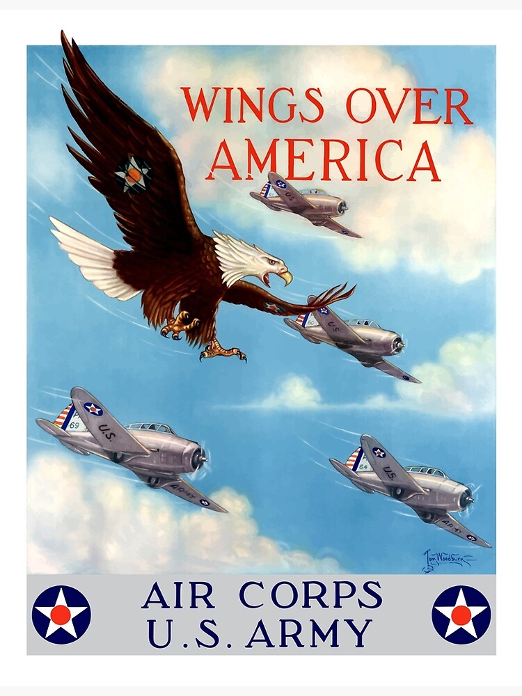 Disover Wings Over America -- Air Corps WWII Premium Matte Vertical Poster