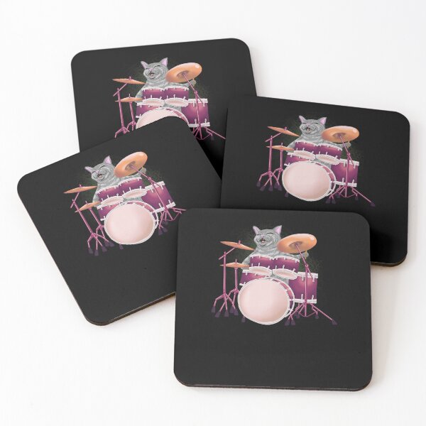 Item preview, COOL CAT PLAYING DRUMS FUNNY KITTEN INSTRUMENT PLAYER GIFT designed and sold by sobriowslen.