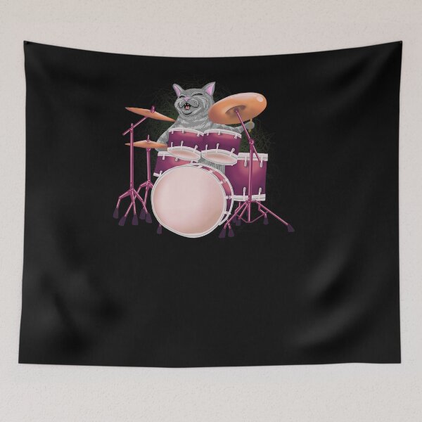 Item preview, COOL CAT PLAYING DRUMS FUNNY KITTEN INSTRUMENT PLAYER GIFT designed and sold by sobriowslen.