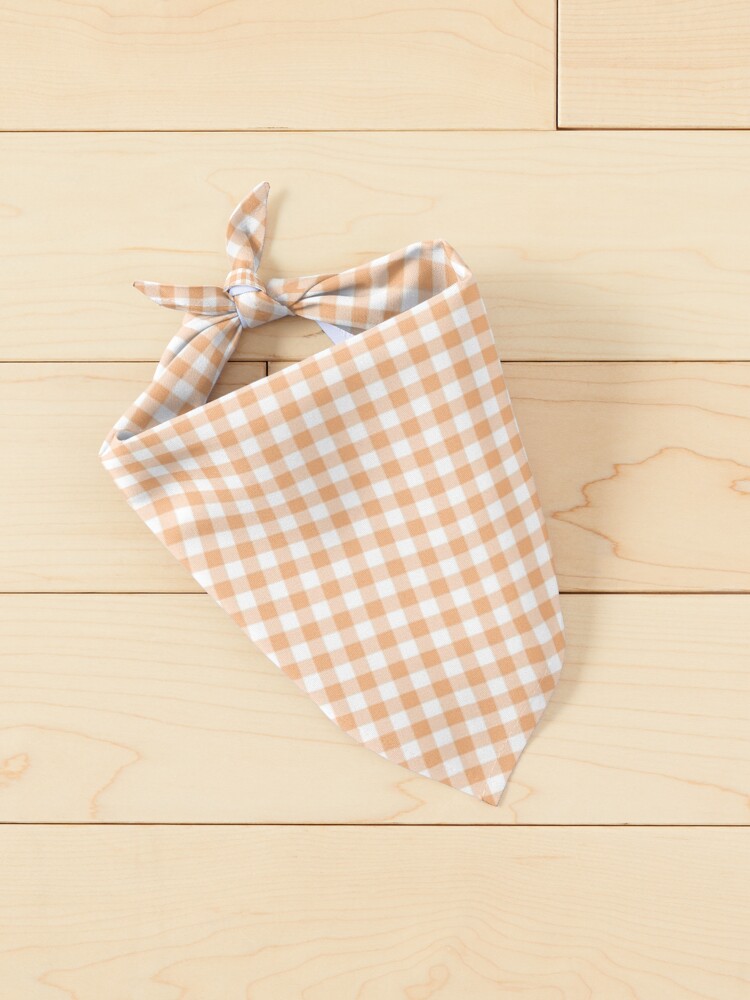 Alternate view of Peach Orange Gingham Check Plaid Pet Bandana