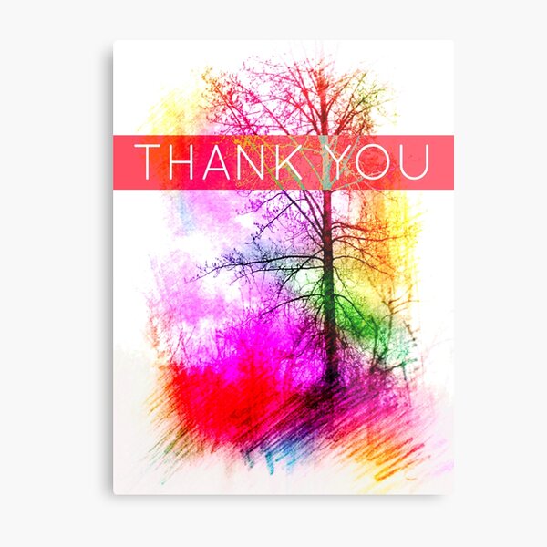 Thank You Rainbow Tree Metal Print