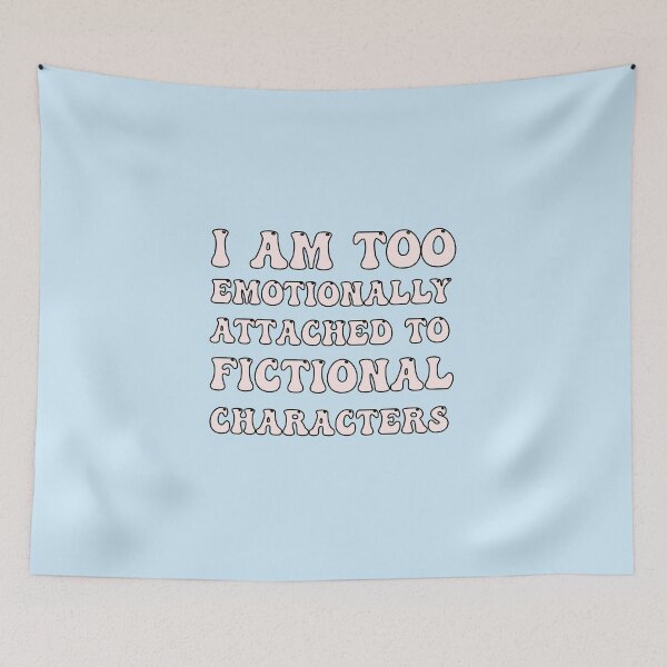 Item preview, emotionally attached to fictional characters | Funny Reading Quote with Groovy Font Pink designed and sold by SomeDesignThing.