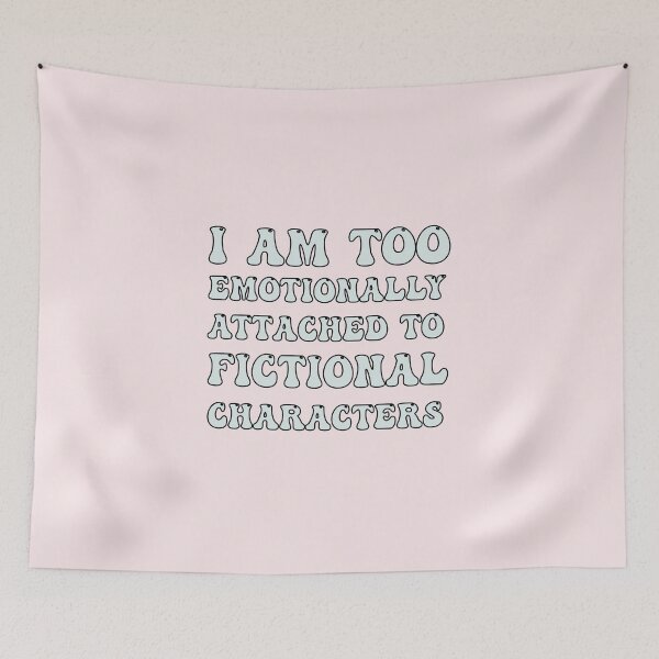 Item preview, emotionally attached to fictional characters | Funny Reading Quote with Groovy Font Blue designed and sold by SomeDesignThing.