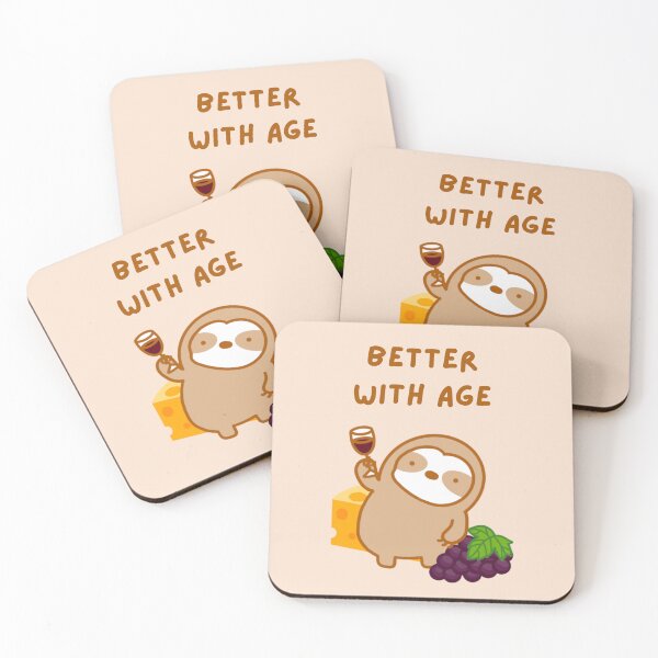 Item preview, Better with Age Wine and Cheese Sloth designed and sold by theslothinme.