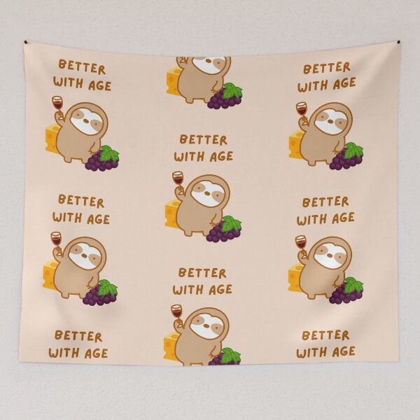 Item preview, Better with Age Wine and Cheese Sloth designed and sold by theslothinme.