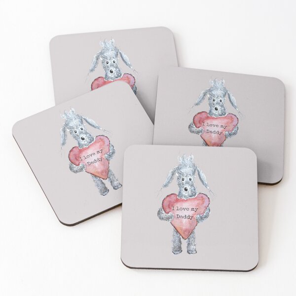 Item preview, I love my Daddy, dog holding a heart, Bedlington Terrier dog designed and sold by The Quaint and Quirky.