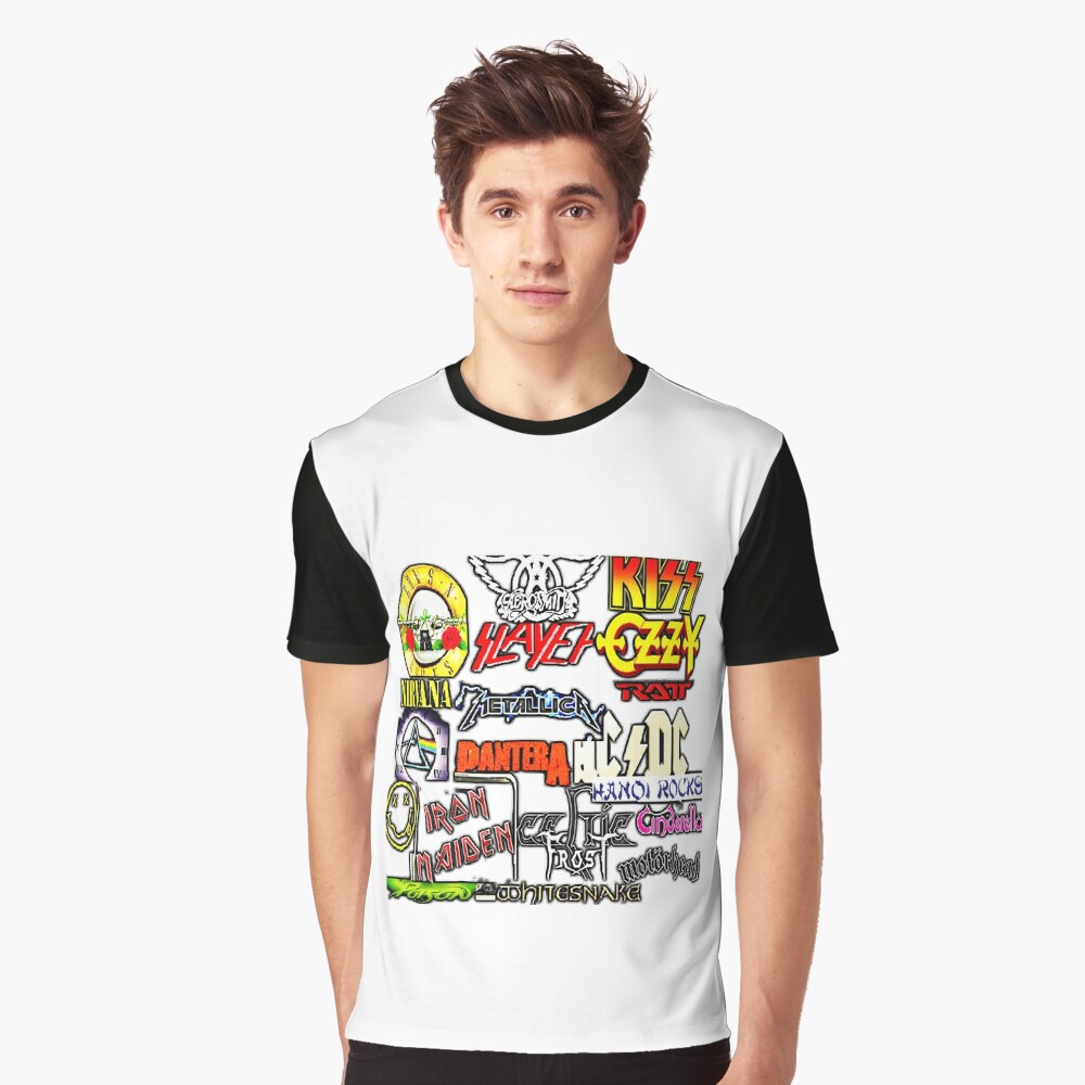 80s Rock Bands Collage Amazing Rock Band Essential T-Shirt | Redbubble