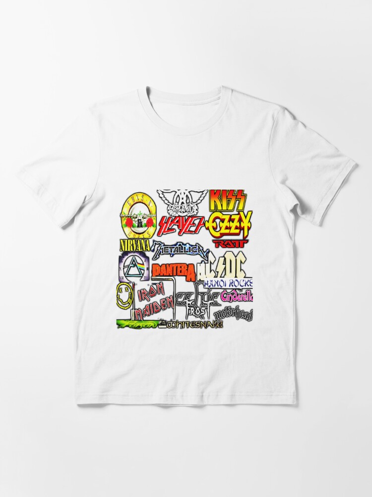 80s Rock Bands Collage Amazing Rock Band Essential T-Shirt | Redbubble