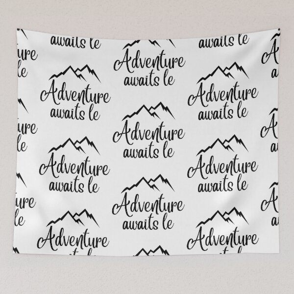 Item preview, Adventure Awaits le Mountain Hiking Camping Tree Mountains Tent Art Design Happy Apparel Essential Inspiration Joy Mood Funny designed and sold by DesignByHeartUK.
